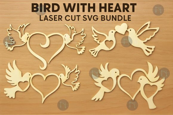 Bird with Heart Laser Cut SVG Bundle