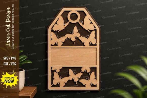 Butterfly Gift Tag Laser Cut Svg File