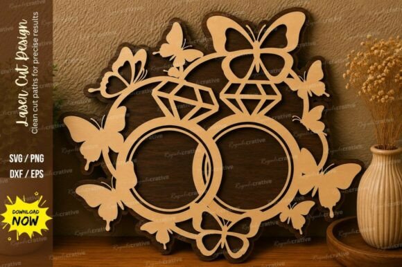 Butterfly Ring Decor Laser Cut Svg File