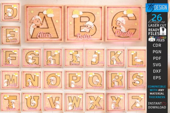 Charming Nursery Name Sign Alphabet Laser Cut Set