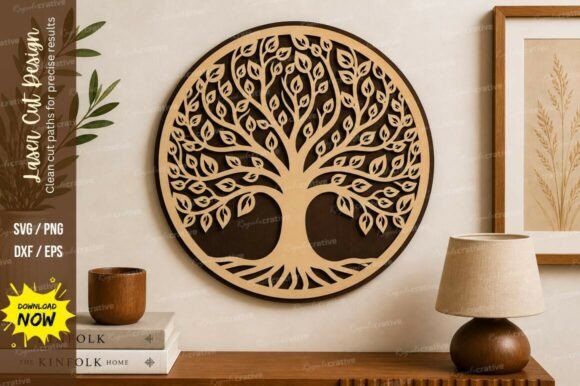 Circle Tree of Life Frame Laser Cut Svg