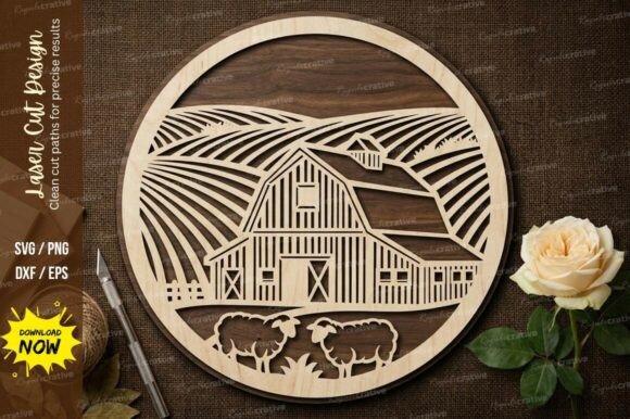 Create a Charming Farm Barn Landscape Laser Cut SVG
