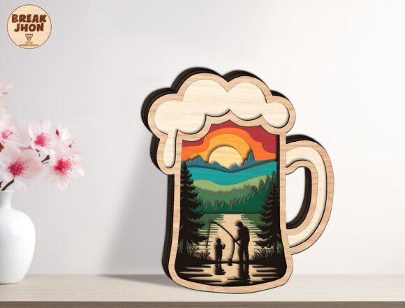 Dad and Son Fishing Layered SVG: A Creative Design Asset