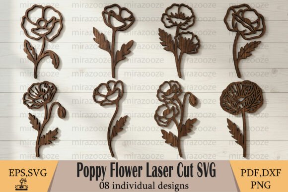 Elegant Poppy Flower Laser Cut SVG Collection