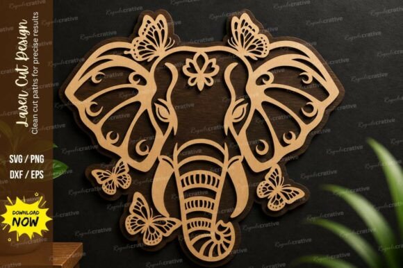 Elephant Head Laser Cut Wall Art
