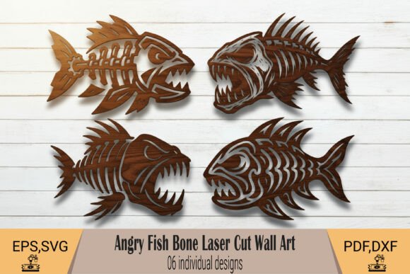 Fierce Ocean Style: Angry Fish Bone Laser Cut Art