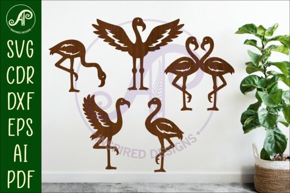 Flamingo Silhouettes Laser Cut out 1: A Versatile Design Asset