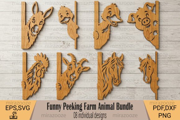 Funny Peeking Farm Animal Bundle for Laser Crafting