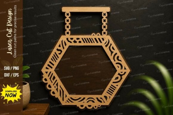 Hexagon Hanging Ornament Laser Cut Svg