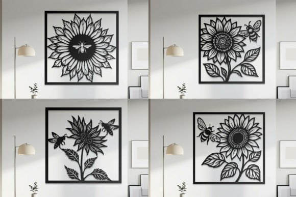 Laser Cut Flower Bee Wall Art SVG Bundle