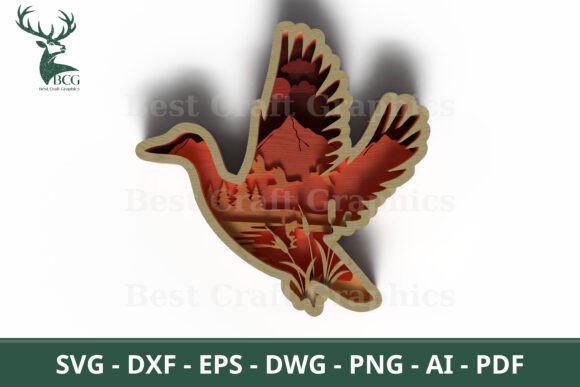 Layered Flying Duck Forest SVG: Nature-Inspired Craft Design