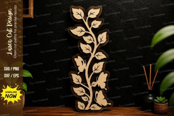 Leaf Vine Border Laser Cut Svg File for Elegant Projects