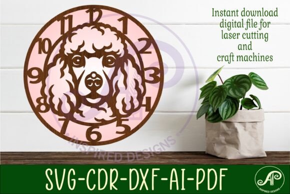 Poodle Dog Wall Clock Laser Cut Files