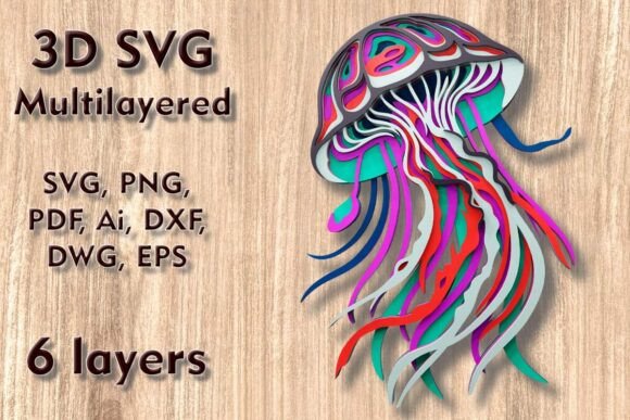 Stunning 3D Jellyfish Wall Art: SVG Laser Files
