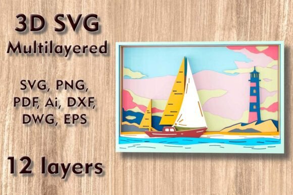 Stunning 3D Seascape SVG Files for Layered Laser Art