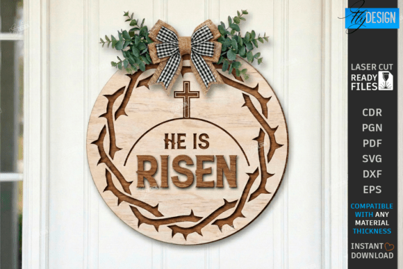 Wall Round Sign Laser Cut | He Is Risen